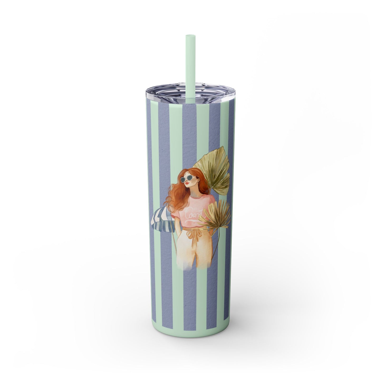 Personalize Bridal Party Skinny Tumbler with Straw | 20oz Coastal Drinkware