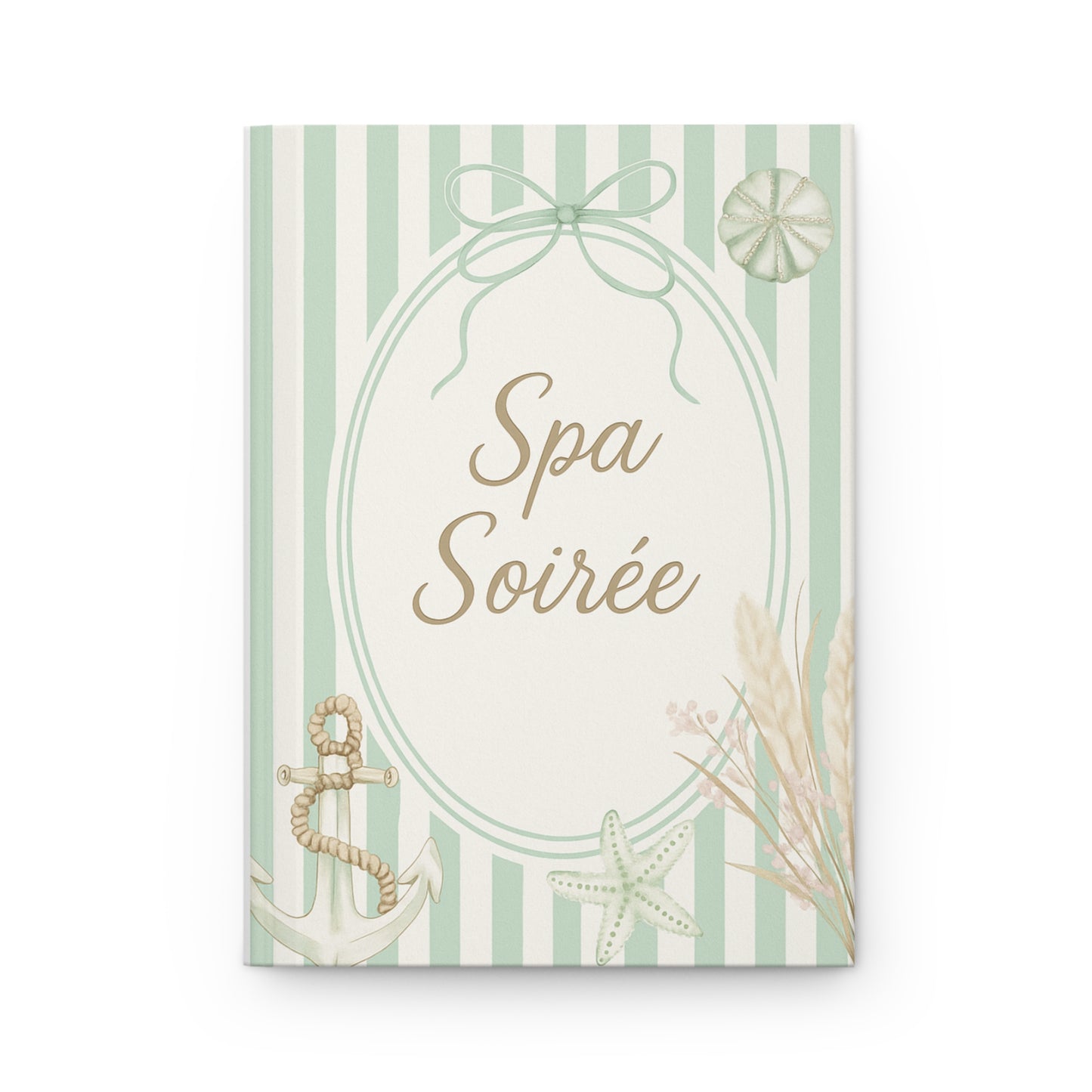 Personalize Spa Soirée Hardcover Journal, Nautical Journal for Beach Lovers, Gift for Spa Days, Travel Journal, Marine Decor Notebook