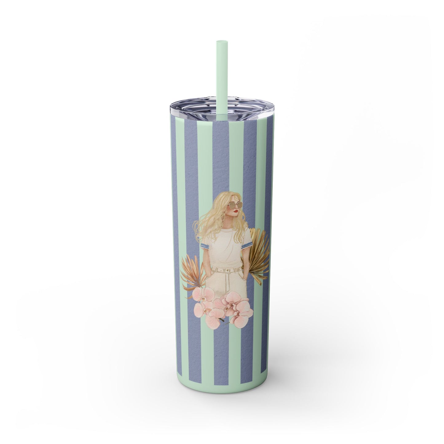 Personalize Bridal Party Skinny Tumbler with Straw | 20oz Coastal Drinkware