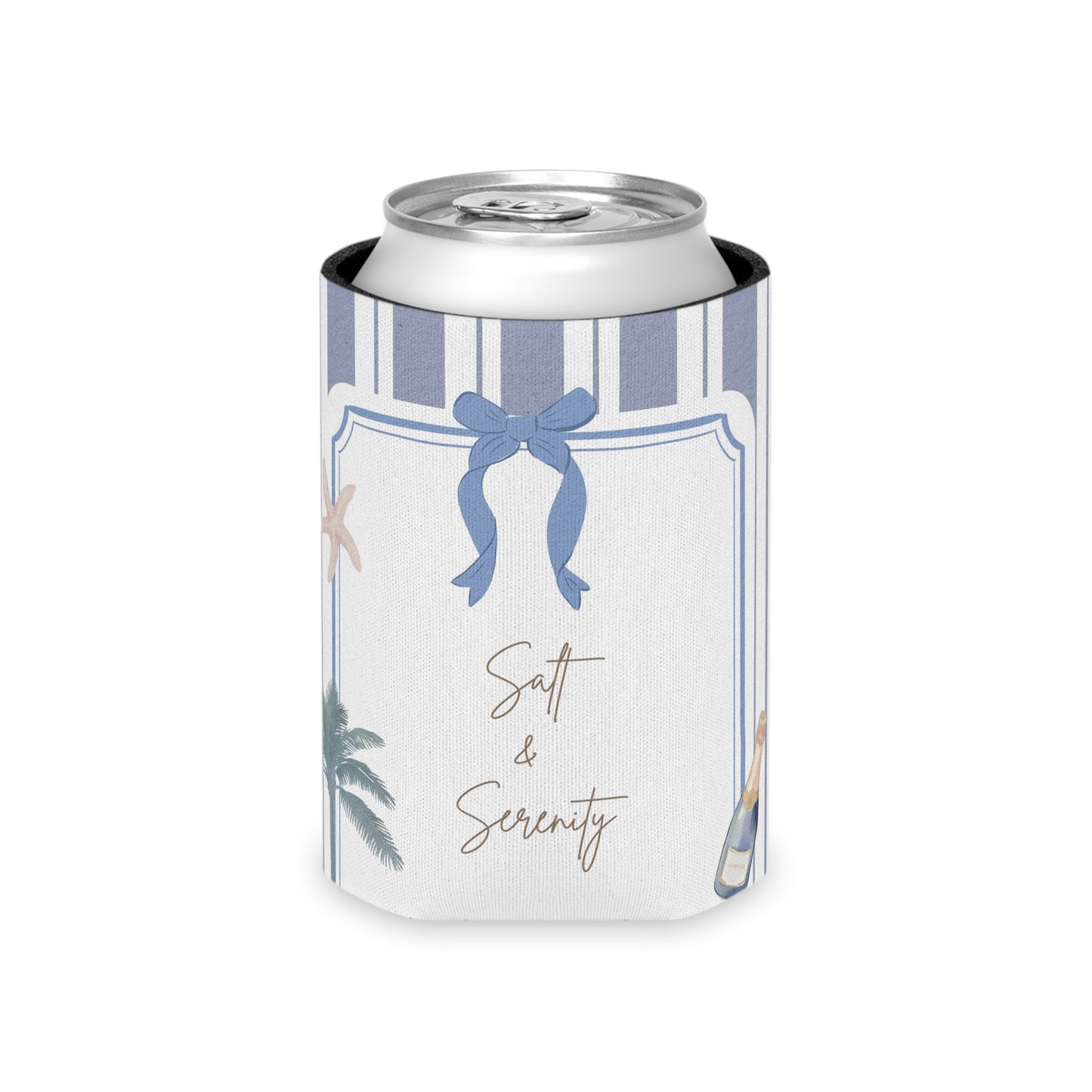 Salty & Serenity Coastal Can Cooler | Beach Party Accessory, Summer Vibes, Picnic Essential, Nautical Beverage Holder, Wedding Favors