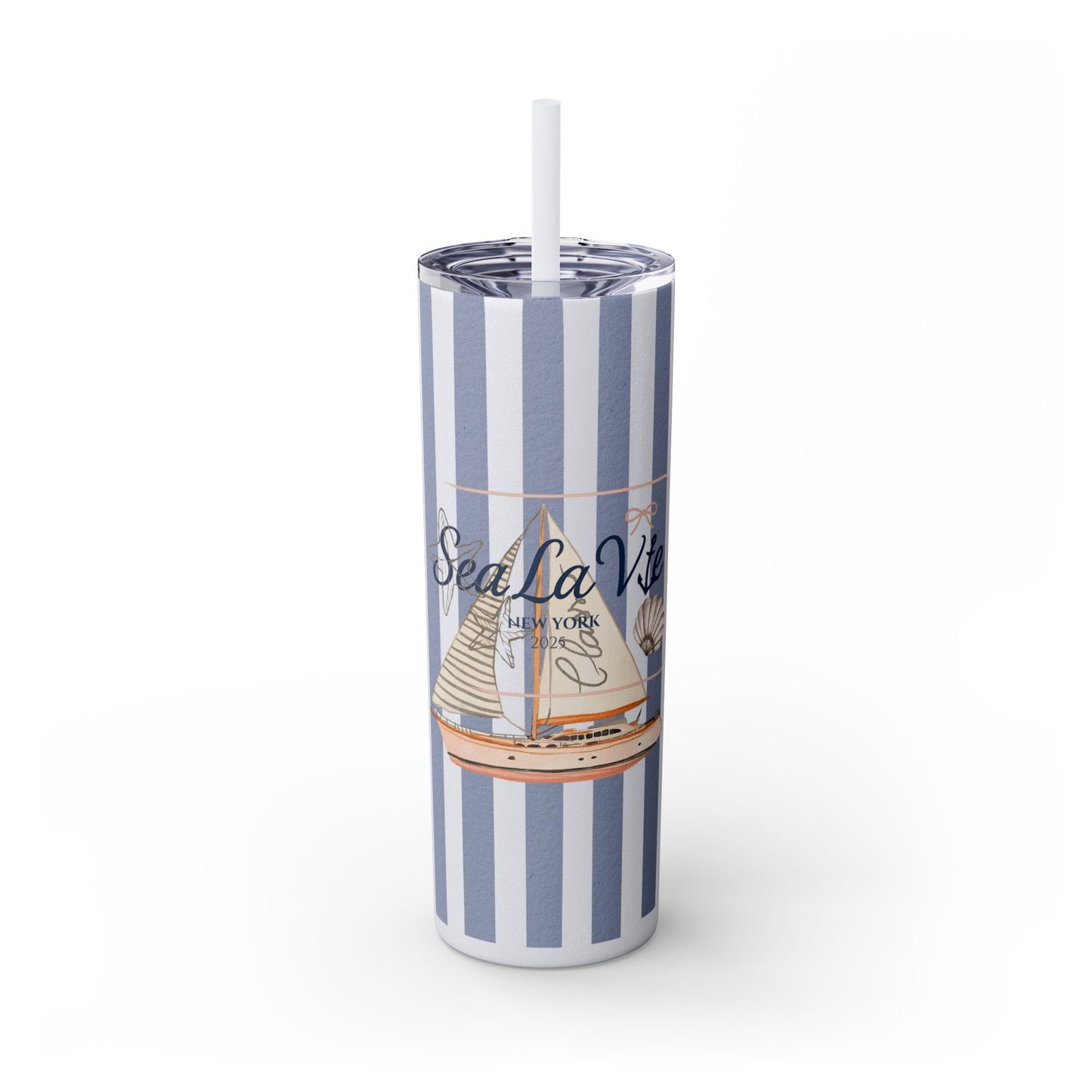 Sail Away Sea La Vie Skinny Tumbler with Straw | 20oz Coastal Drinkware