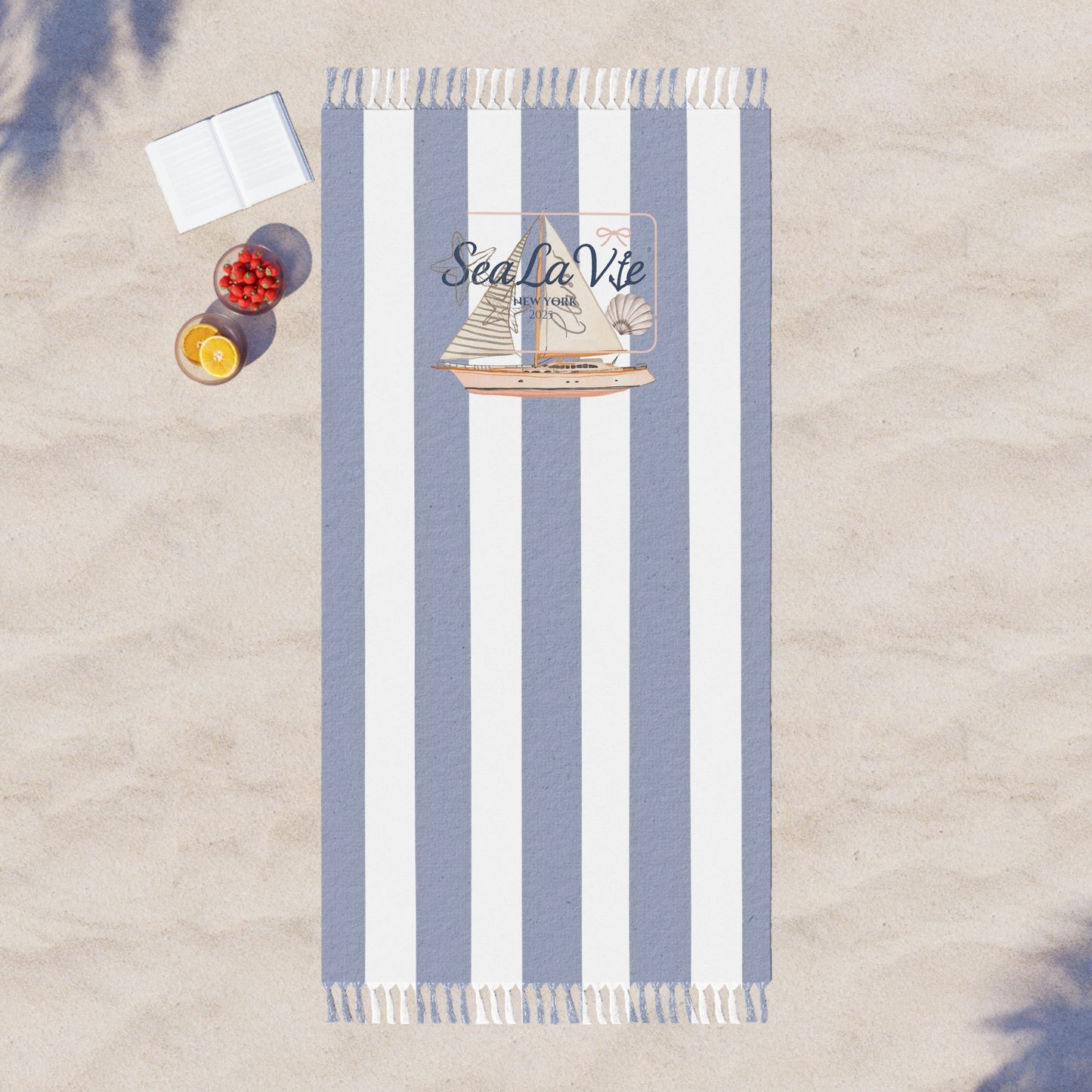 Sail Away Beach Towel - Ideal for Summer, Pool Days, and Beach Parties, Stylish Striped Design, Gifts for Beach Lovers, Sea La Vie