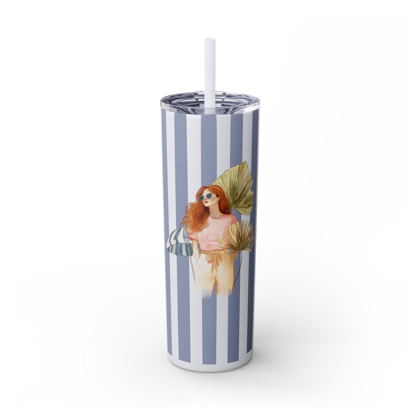 Personalize Bridal Party Skinny Tumbler with Straw | 20oz Coastal Drinkware