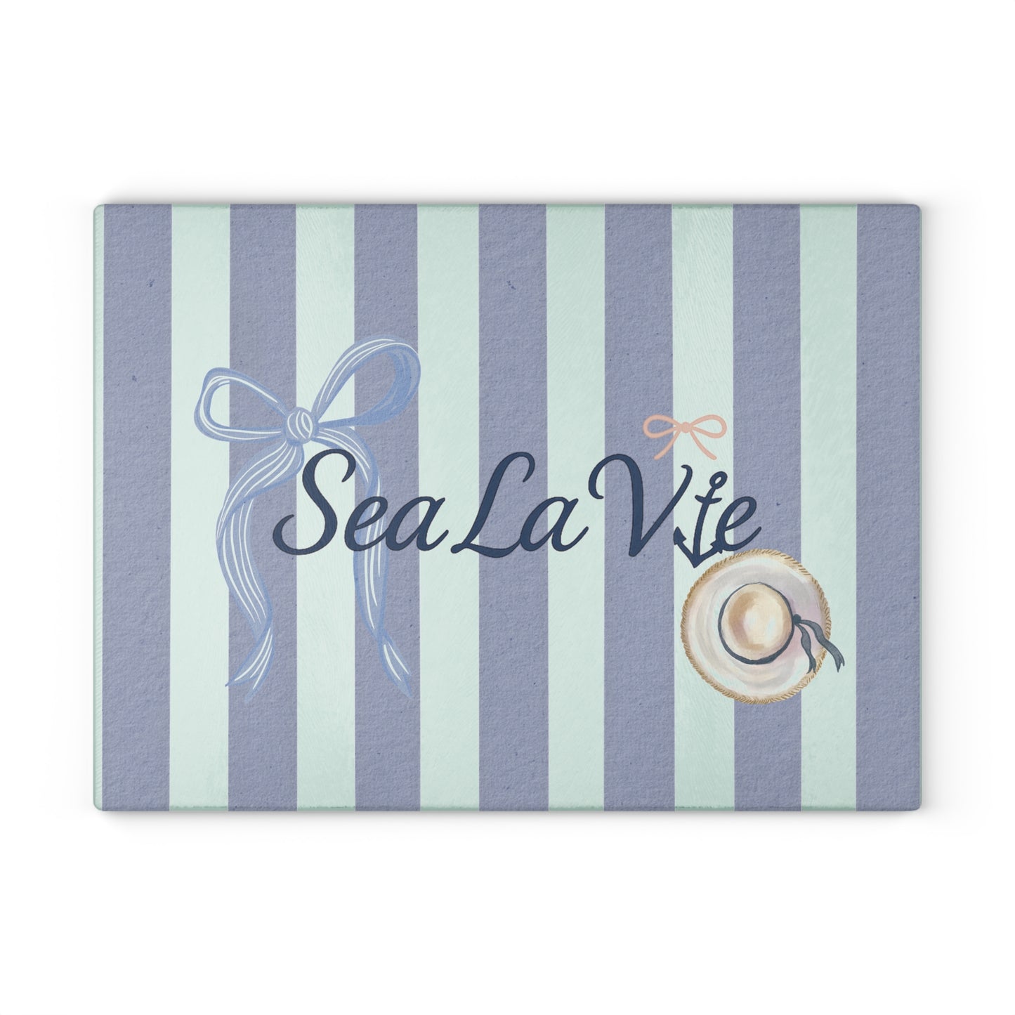Sea la Vie Beach-Themed Glass Cutting Board, Nautical Kitchen Decor, Gift for Sea Lovers, Coastal Living, Sea La Vie Board, Nautical Kitchen Accessory