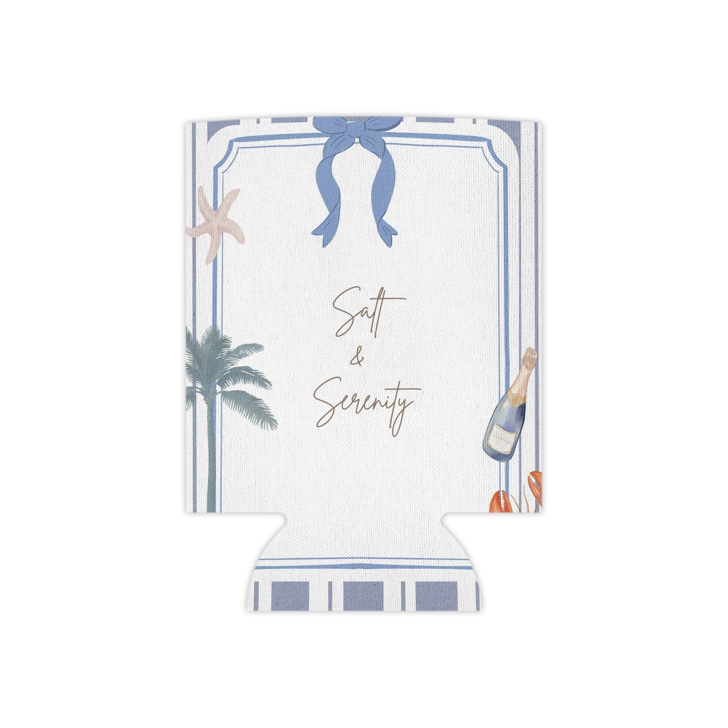 Salty & Serenity Coastal Can Cooler | Beach Party Accessory, Summer Vibes, Picnic Essential, Nautical Beverage Holder, Wedding Favors