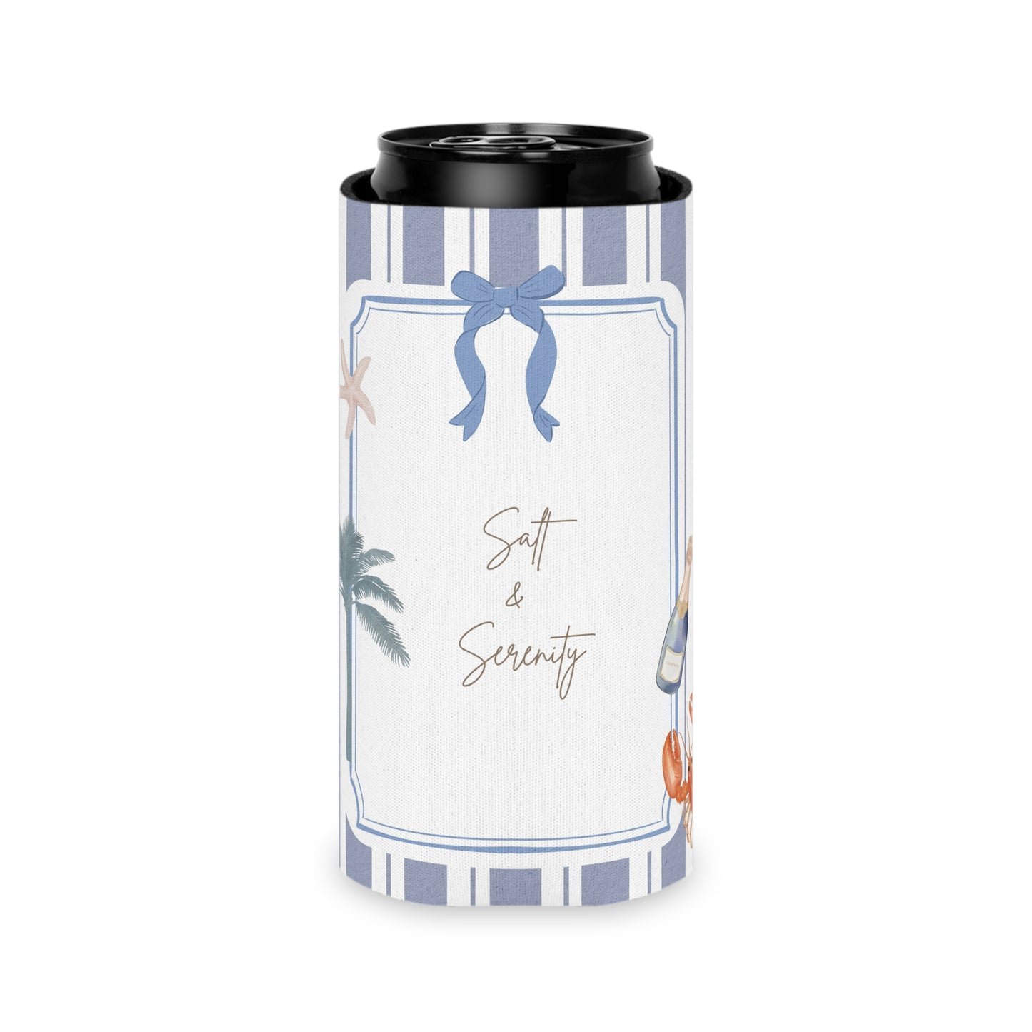 Salty & Serenity Coastal Can Cooler | Beach Party Accessory, Summer Vibes, Picnic Essential, Nautical Beverage Holder, Wedding Favors