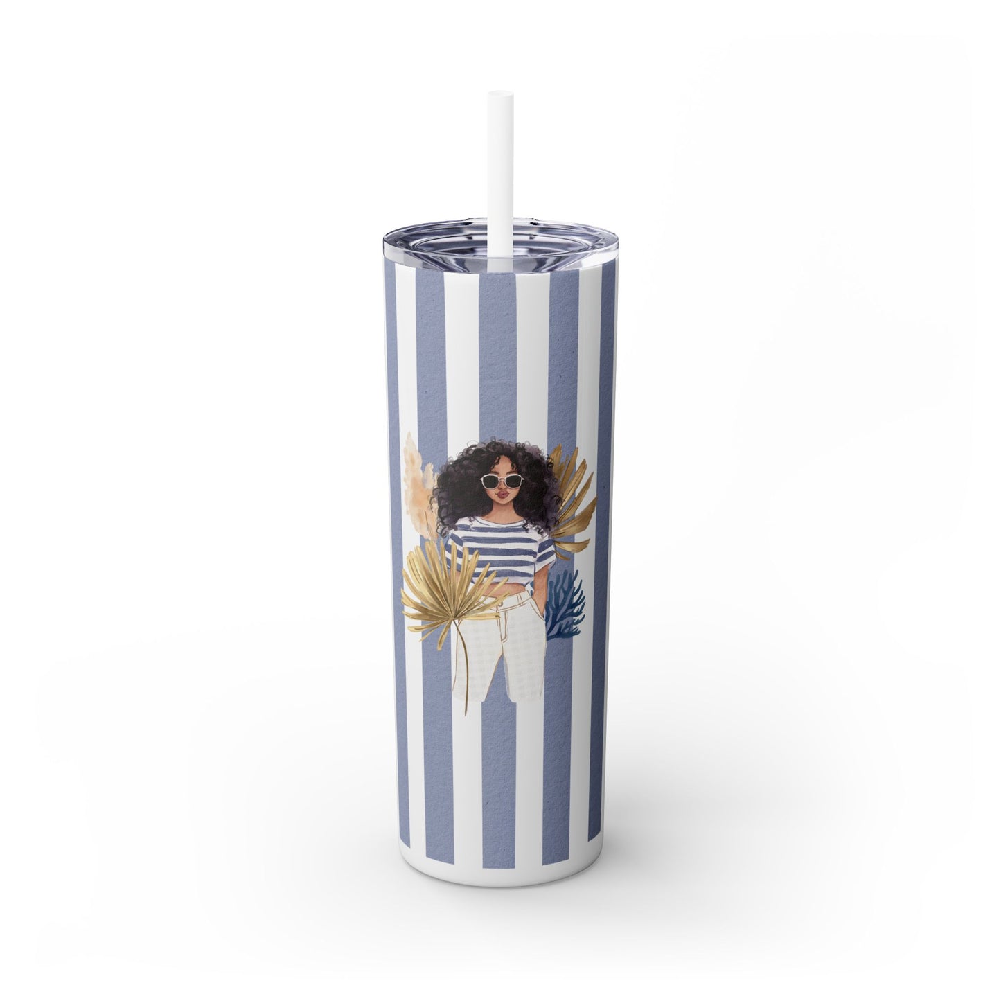 Personalize Bridal Party Skinny Tumbler with Straw | 20oz Coastal Drinkware
