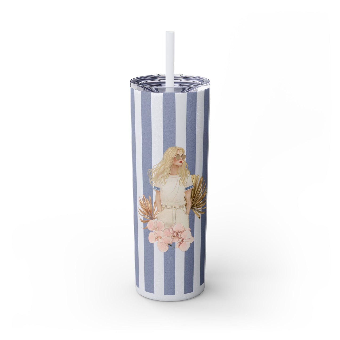 Personalize Bridal Party Skinny Tumbler with Straw | 20oz Coastal Drinkware