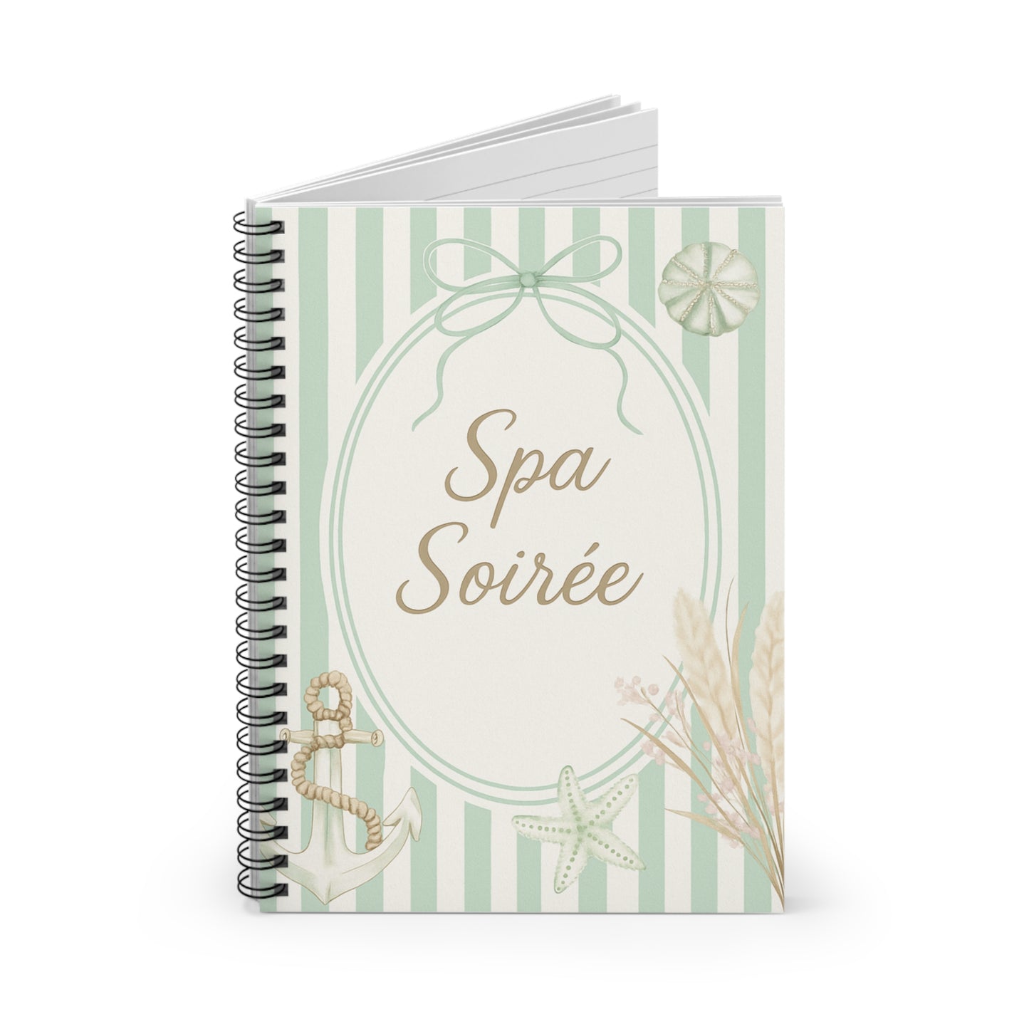 Spa Soirée Spiral Notebook - Perfect for Relaxation, Journaling, Spa Days, Gift for Her, Ocean Inspired Design