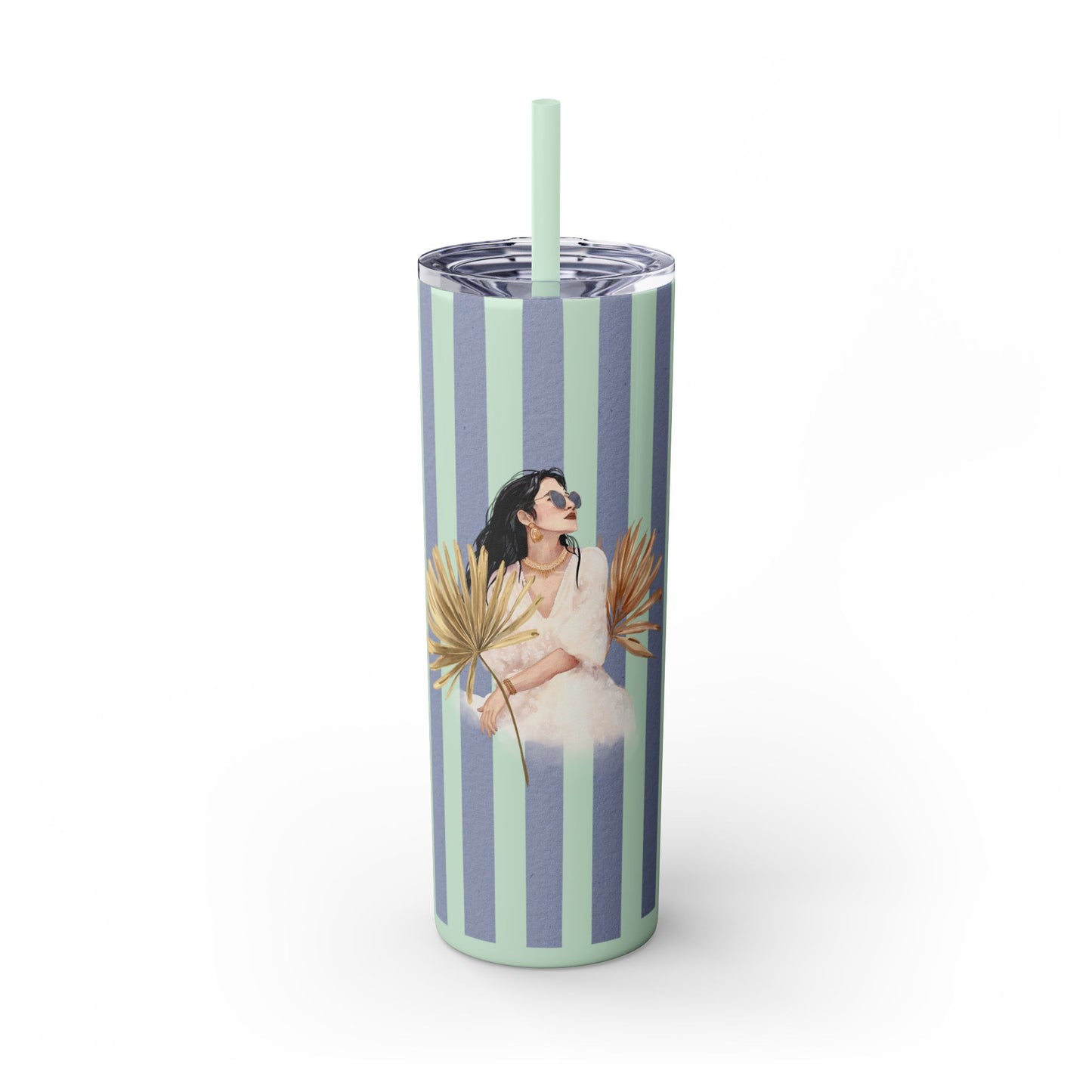 Personalize Bridal Party Skinny Tumbler with Straw | 20oz Coastal Drinkware