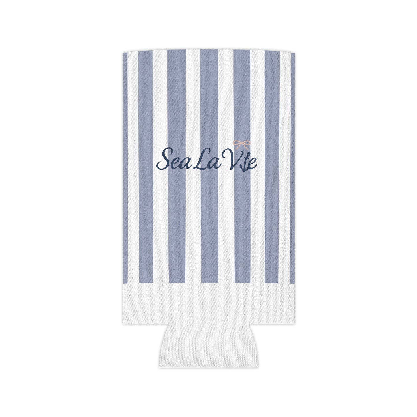 Long Island Nautical Stripe Can Cooler, Sail Away Drink Holder, Summer Outdoor Party Insulator, Coastal Beach Gift, Long Island Travel Accessory