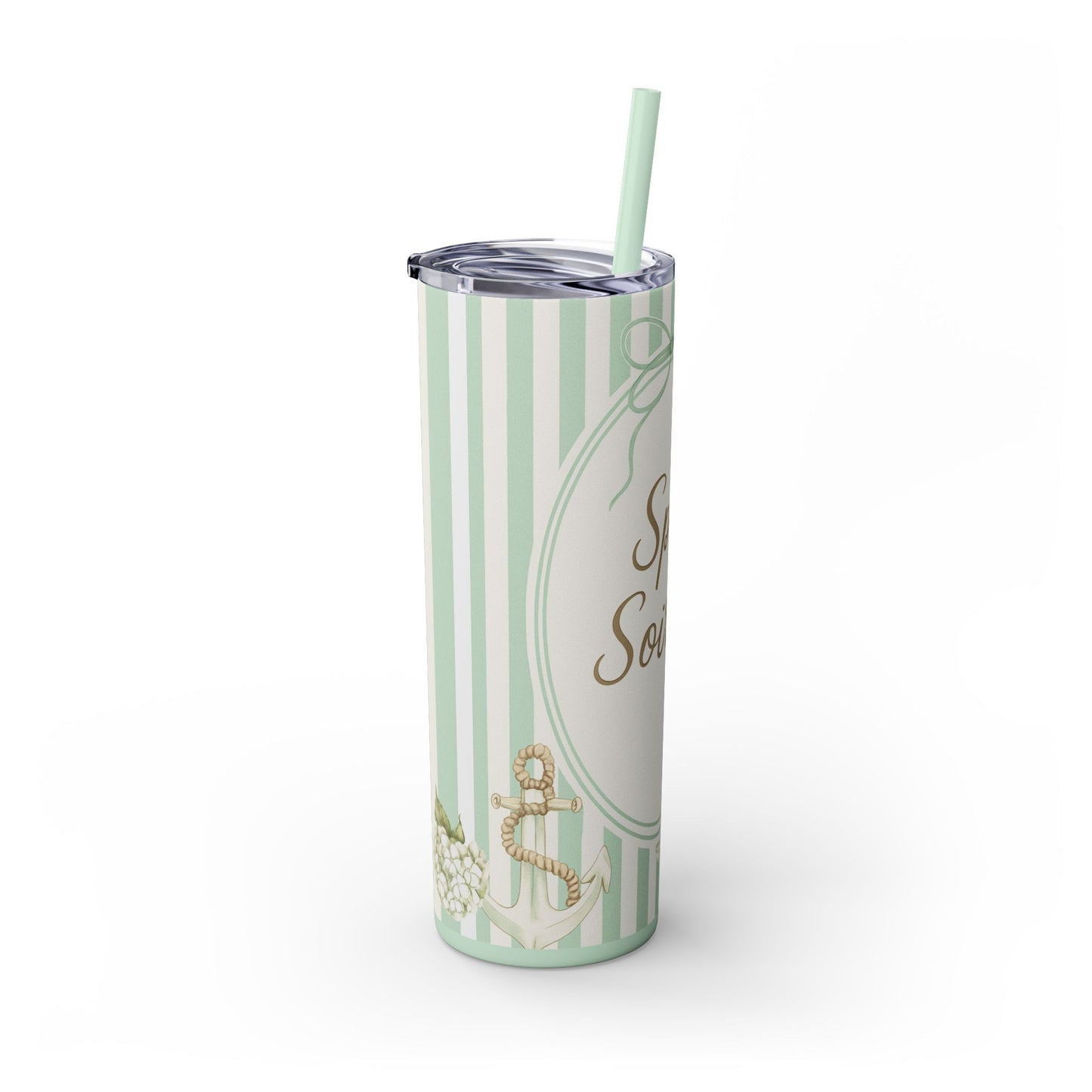 Personalize Spa Soirée Bridal Party Skinny Tumbler with Straw | 20oz Coastal Drinkware