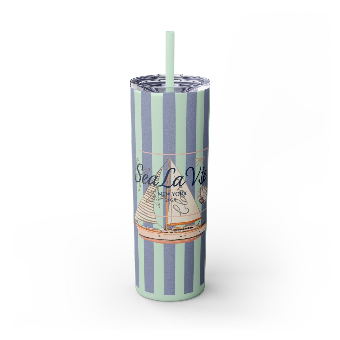 Sail Away Sea La Vie Skinny Tumbler with Straw | 20oz Coastal Drinkware