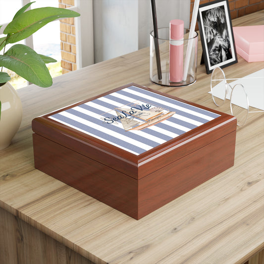 Sail Away Jewelry Box, Coastal Decor, Sea La Vie Keepsake, Beach House Gift, Ocean Theme Storage