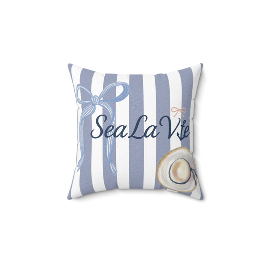 Beachy Nautical Square Pillow | Coastal Decor, Gift for Ocean Lovers, Sea La Vie Home Accent, Summer Vibes, Coastal Living