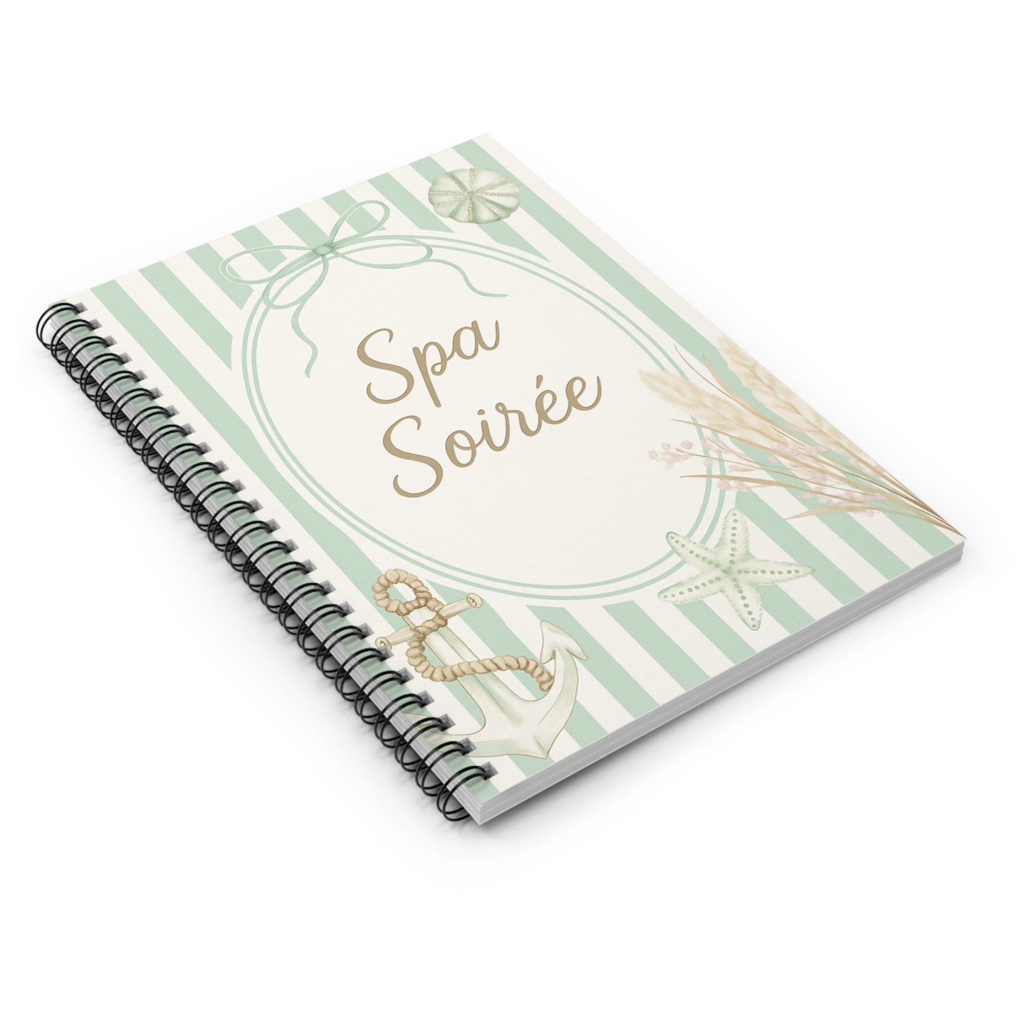 Spa Soirée Spiral Notebook - Perfect for Relaxation, Journaling, Spa Days, Gift for Her, Ocean Inspired Design