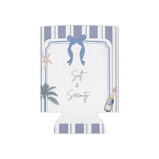 Salty & Serenity Coastal Can Cooler | Beach Party Accessory, Summer Vibes, Picnic Essential, Nautical Beverage Holder, Wedding Favors