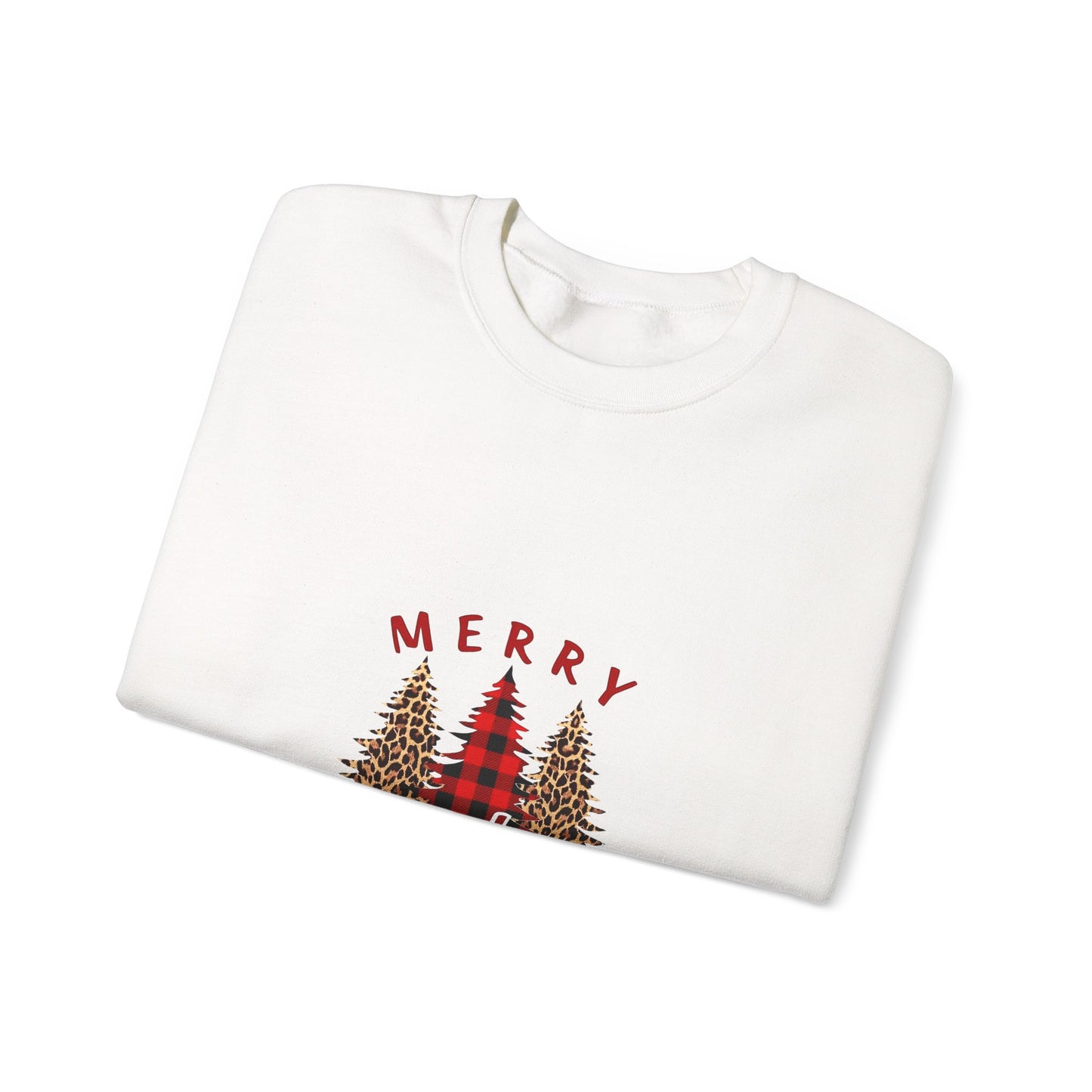 Christmas Trees Crewneck Sweatshirt — "Merry Christmas" Holiday Pullover