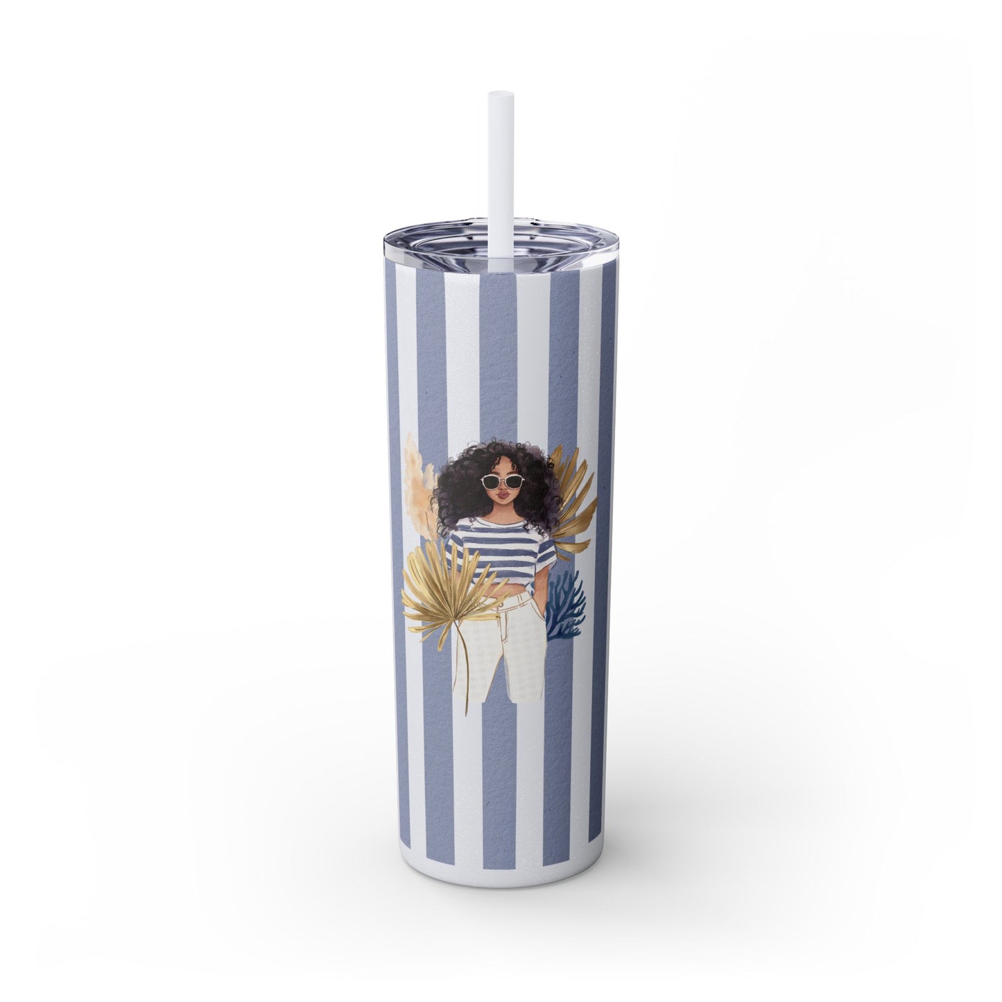 Personalize Bridal Party Skinny Tumbler with Straw | 20oz Coastal Drinkware