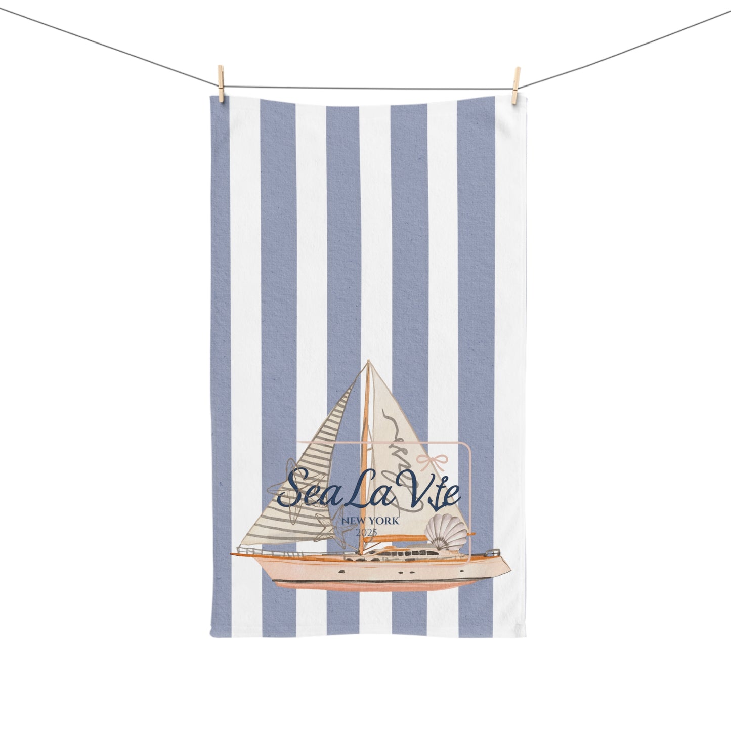 Nautical Decor Hand Towel - 'Sea La Vie' Coastal Kitchen Towel