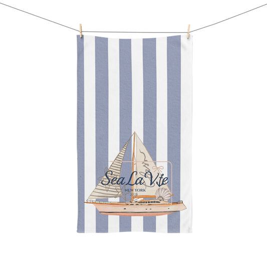 Nautical Decor Hand Towel - 'Sea La Vie' Coastal Kitchen Towel