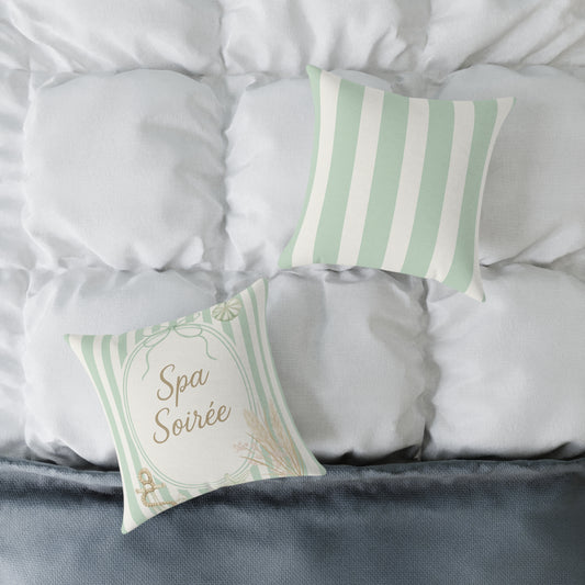 Spa Soirée Poly Canvas Pillow | Decorative Cushion for Relaxation, Home Decor, Gift for Moms, Spa Night, Cozy Accents
