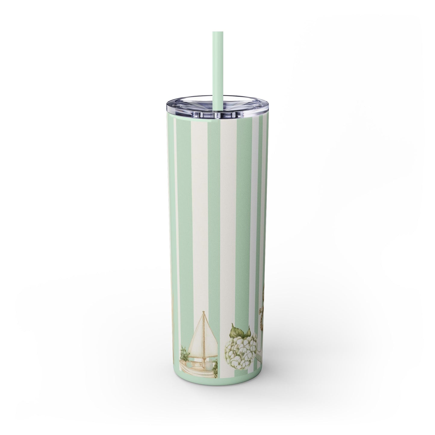 Personalize Spa Soirée Bridal Party Skinny Tumbler with Straw | 20oz Coastal Drinkware