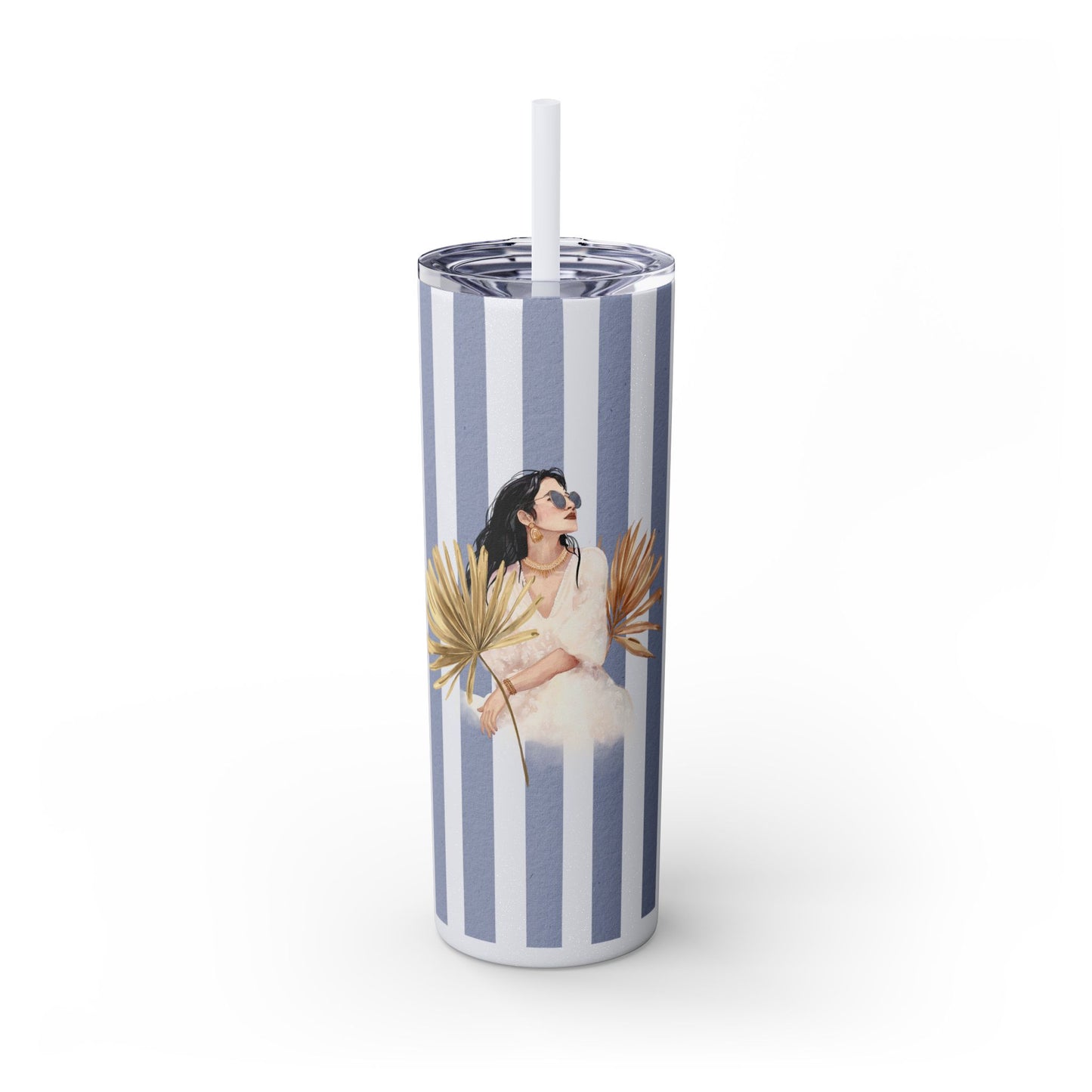 Personalize Bridal Party Skinny Tumbler with Straw | 20oz Coastal Drinkware