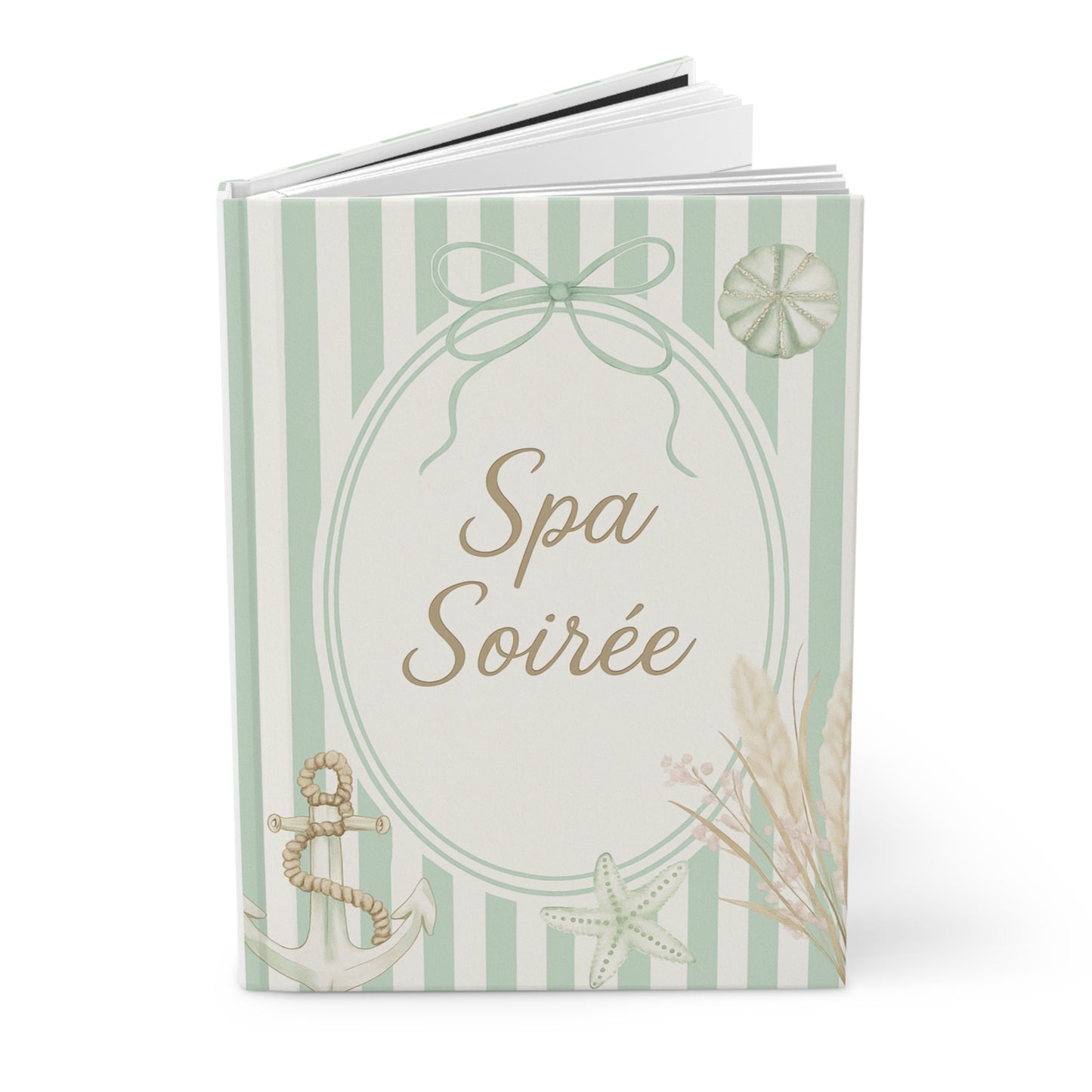 Personalize Spa Soirée Hardcover Journal, Nautical Journal for Beach Lovers, Gift for Spa Days, Travel Journal, Marine Decor Notebook
