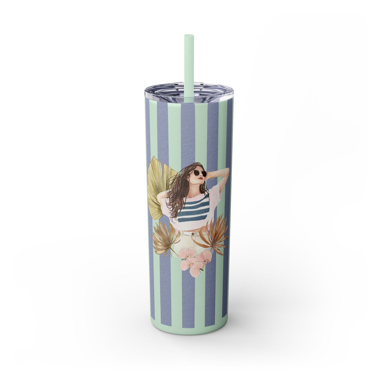 Personalize Bridal Party Skinny Tumbler with Straw | 20oz Coastal Drinkware
