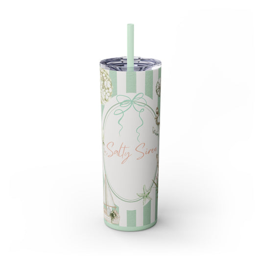 Salty Siren Skinny Tumbler with Straw | 20oz Coastal Drinkware