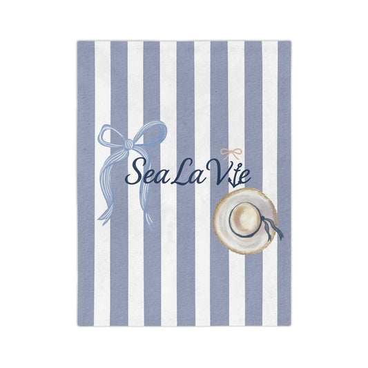 Sea la Vie Cozy Beach-Themed Blanket, Perfect for Summer Picnics, Throw Blanket for Home Decor, Gift for Ocean Lovers, 'Sea La Vie' Design