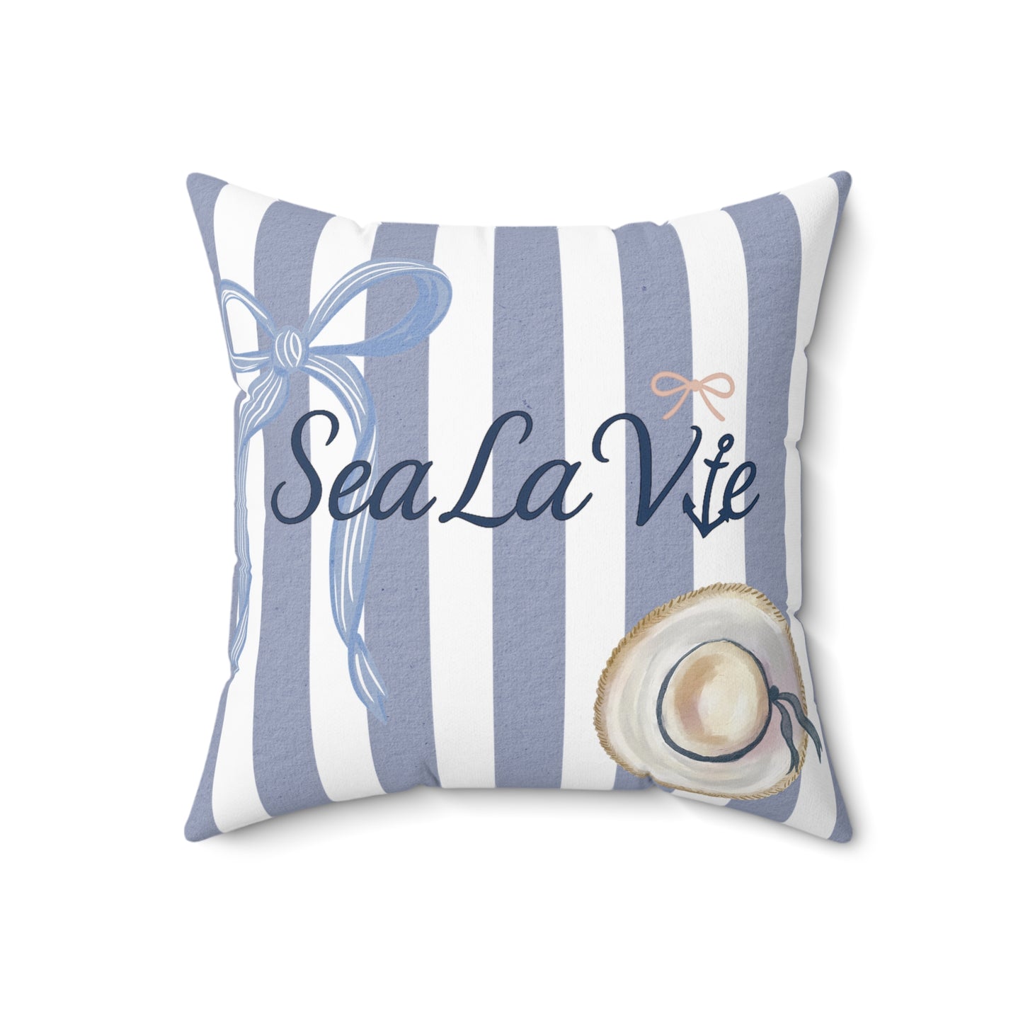 Beachy Nautical Square Pillow | Coastal Decor, Gift for Ocean Lovers, Sea La Vie Home Accent, Summer Vibes, Coastal Living