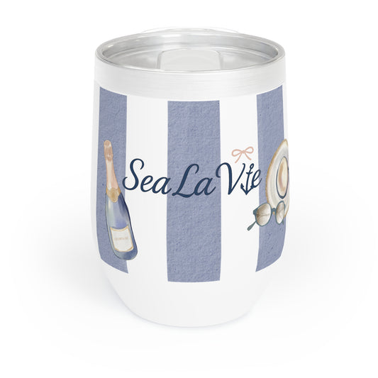 Sea La Vie Chill Wine Tumbler | Relaxing Drinkware for the Beach, Gatherings, Gifts, Summer Parties, Nautical Decor