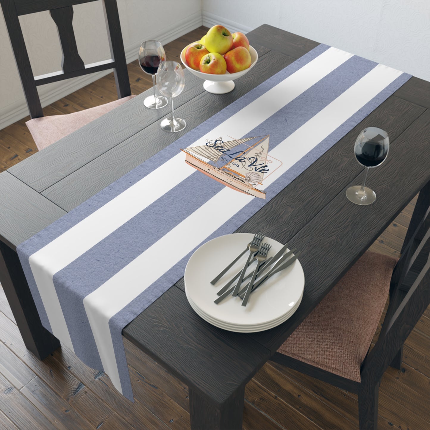 Sail Away Striped Table Runner, Coastal Home Decor, Summer Table Decoration, Dining Table Accessory, Casual Dining