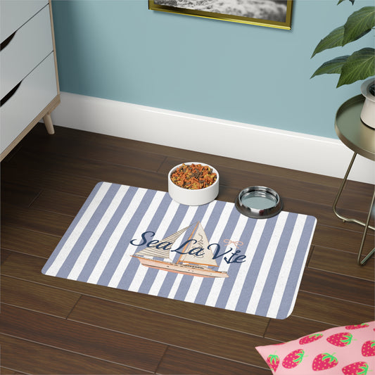 Sail Away Pet Food Mat | Custom Dog Food Mat, Sea La Vie Design, Pet Feeding Station, Dog Dish Mat, Cat Food Mat, Gift for Pet Lovers