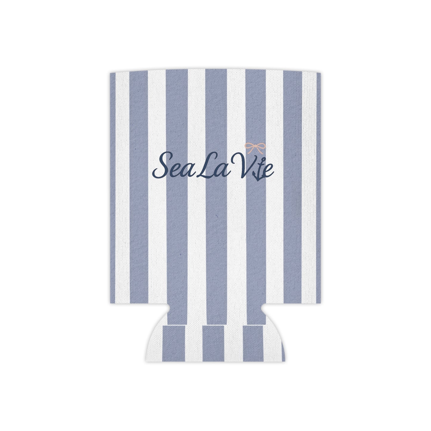 Long Island Nautical Stripe Can Cooler, Sail Away Drink Holder, Summer Outdoor Party Insulator, Coastal Beach Gift, Long Island Travel Accessory