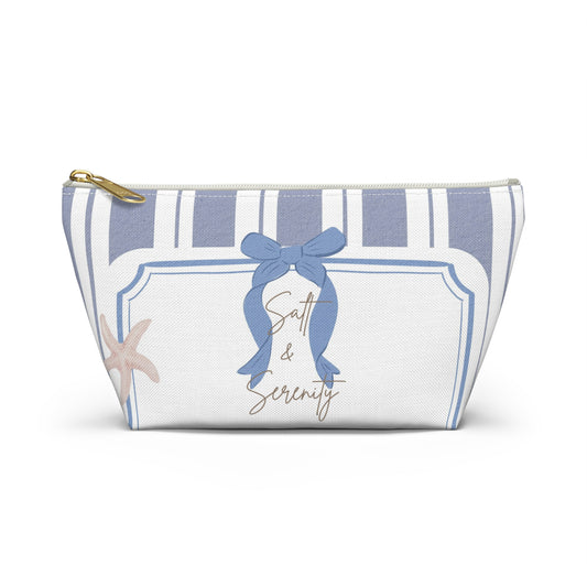 Salt & Serenity Nautical Accessory Pouch, Beach Makeup Bag, Coastal Travel Organizer, Long Island Gift, Summer Essentials, SeaLaVie Design