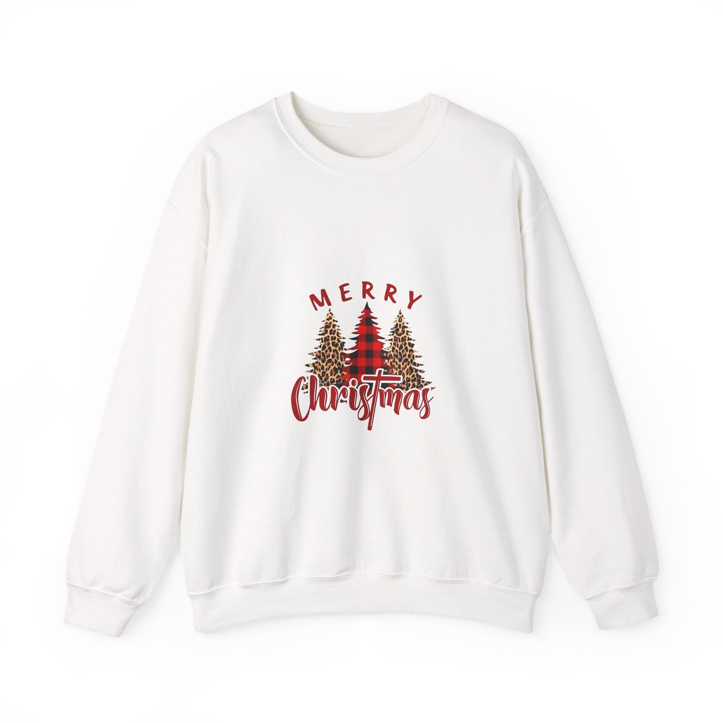 Christmas Trees Crewneck Sweatshirt — "Merry Christmas" Holiday Pullover