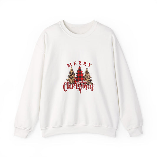 Christmas Trees Crewneck Sweatshirt — "Merry Christmas" Holiday Pullover
