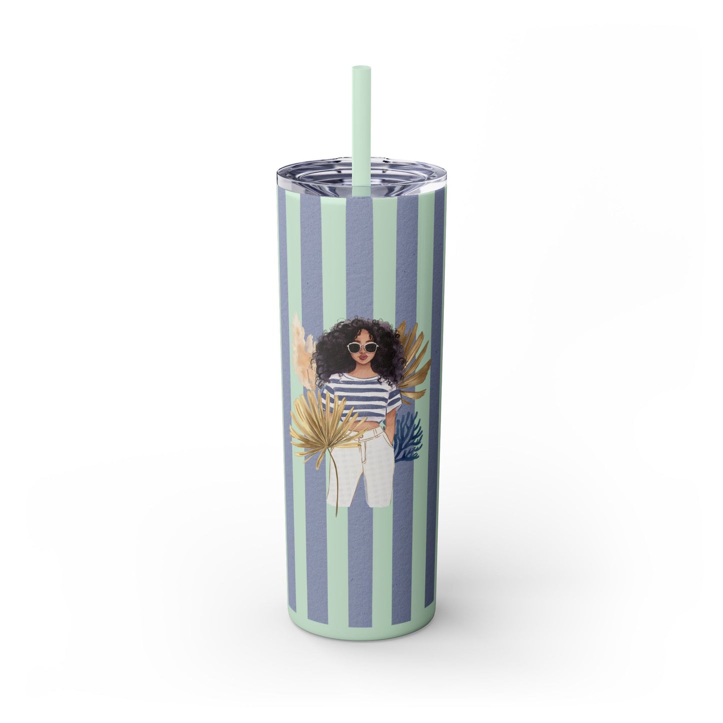 Personalize Bridal Party Skinny Tumbler with Straw | 20oz Coastal Drinkware