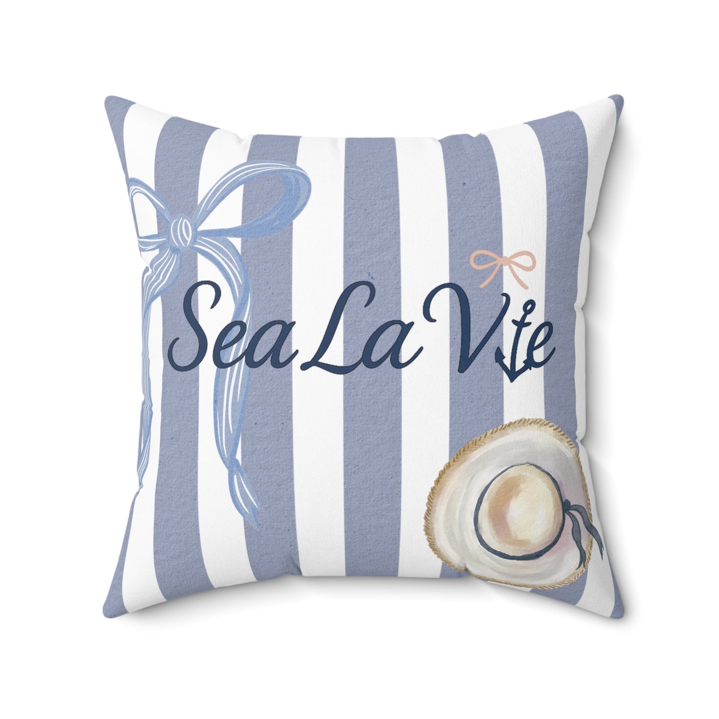 Beachy Nautical Square Pillow | Coastal Decor, Gift for Ocean Lovers, Sea La Vie Home Accent, Summer Vibes, Coastal Living