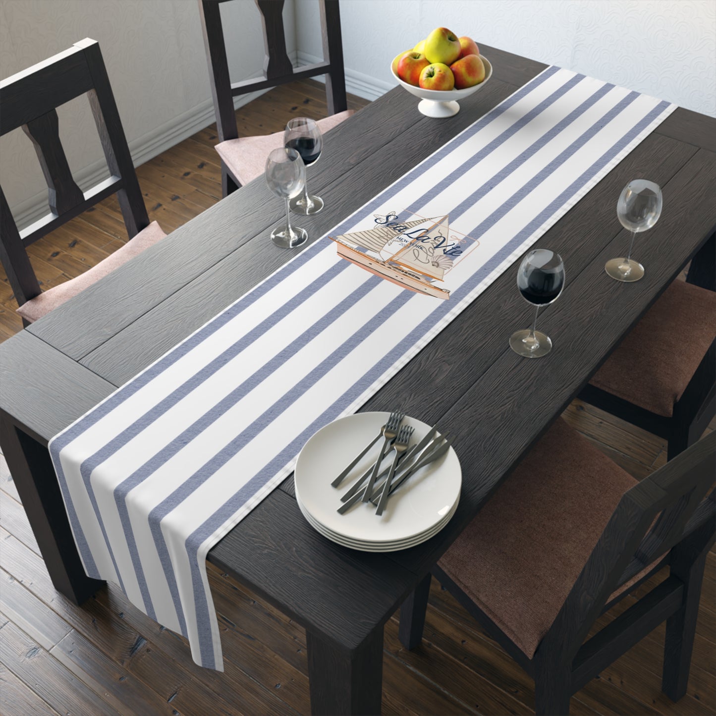 Sail Away Striped Table Runner, Coastal Home Decor, Summer Table Decoration, Dining Table Accessory, Casual Dining